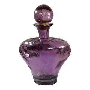 Vidrios San Miguel Recycled Glass Bottle w/ Stopper LARGE 13.5" Amethyst Purple